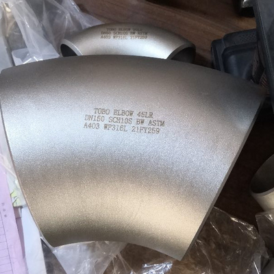 ステンレス鋼の管付属品 45 の肘 A403 の等級 WP 316 DN150 SCH10S の継ぎ目が無い肘