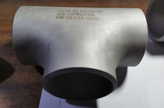 継ぎ目が無いバット溶接のまっすぐなティー3" * 3" SCH-40S ASTM A403-WP316/316L ASME B16.9